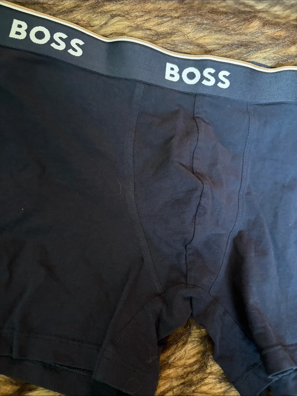 BOSS Men's Dark Navy Stretch Boxer Briefs with Branded Waistband Size L